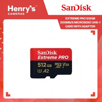 SanDisk Extreme Pro 512GB 200MB/S MICROSDXC UHS-1 Card With Adapter SanDisk Extreme Pro 512GB 200MB/S MICROSDXC UHS-1 Card With Adapter