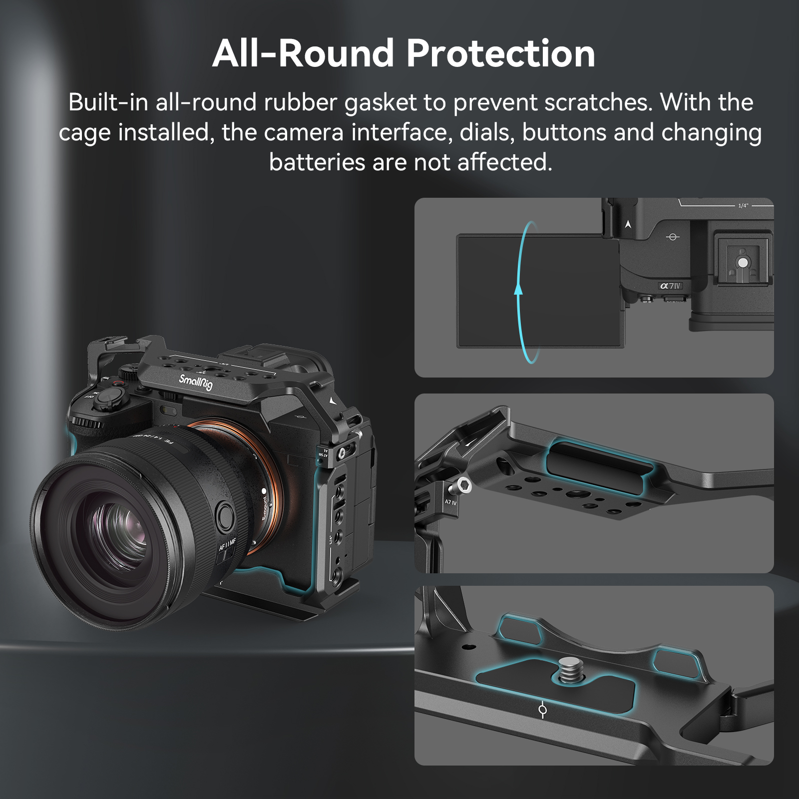 Gabbia SmallRig Per Sony Alpha 7S III/7 IV/7R IV/Alpha 1 Con Impugnatura Batteria VG-C4EM - Modello 3594